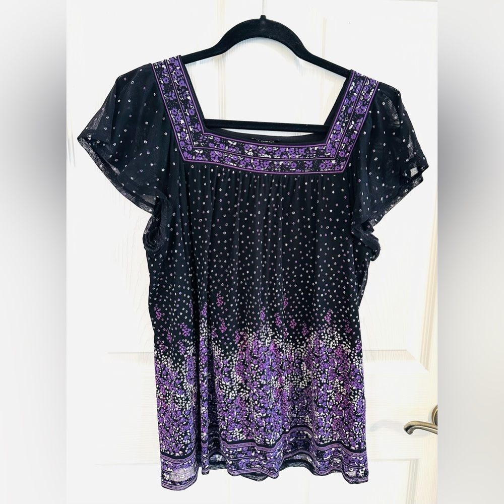 Apt 9 Purple, Black, and Grey Blouse Size M